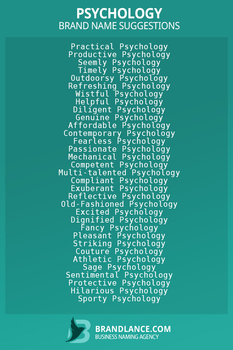 List of brand name ideas for newPsychologycompanies