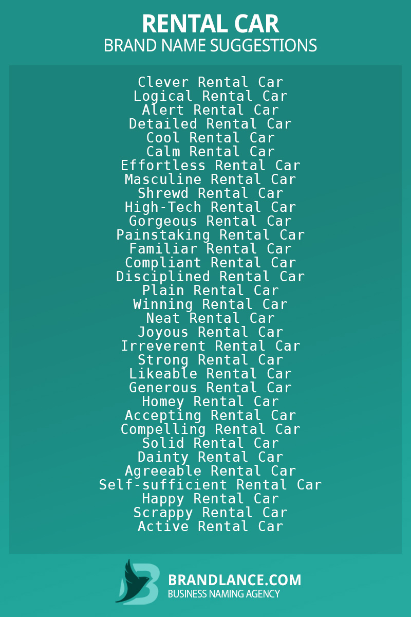 List of brand name ideas for newRental carcompanies
