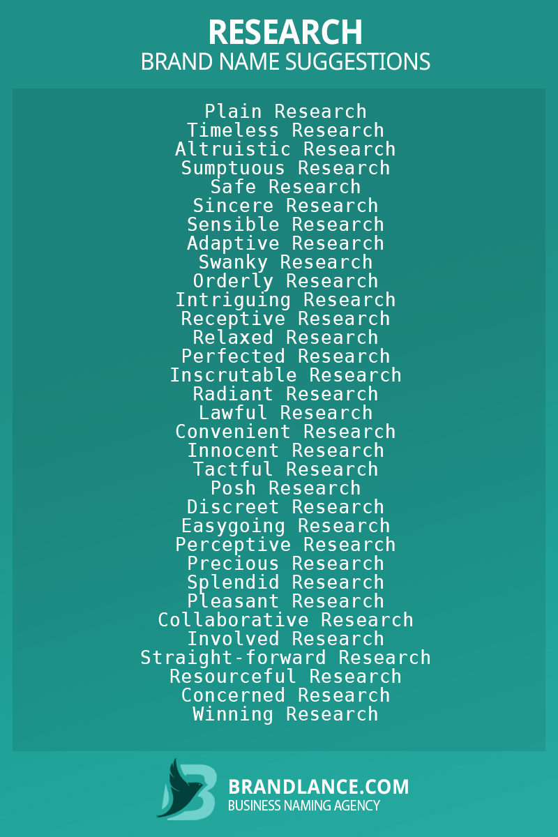 List of brand name ideas for newResearchcompanies