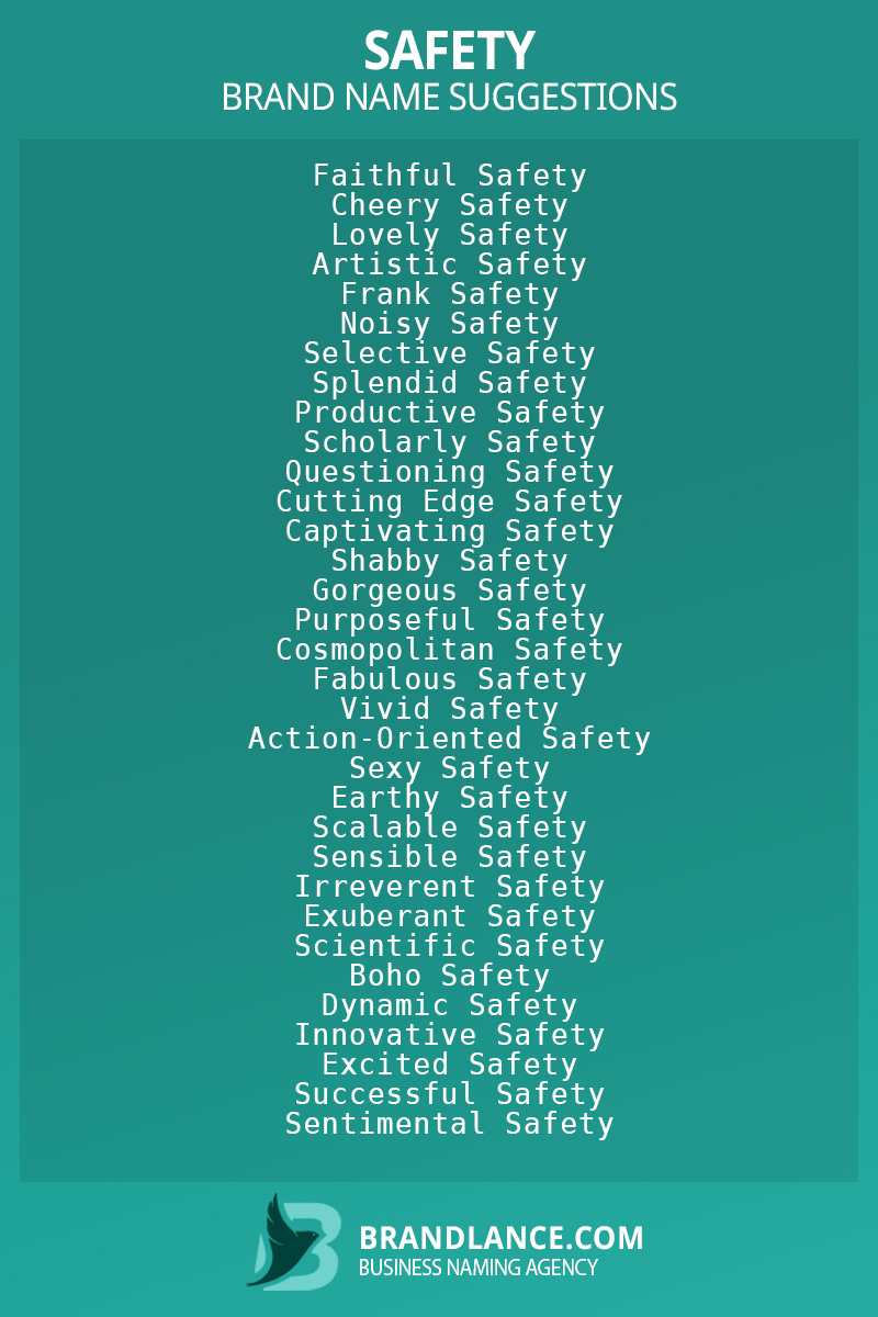 List of brand name ideas for newSafetycompanies