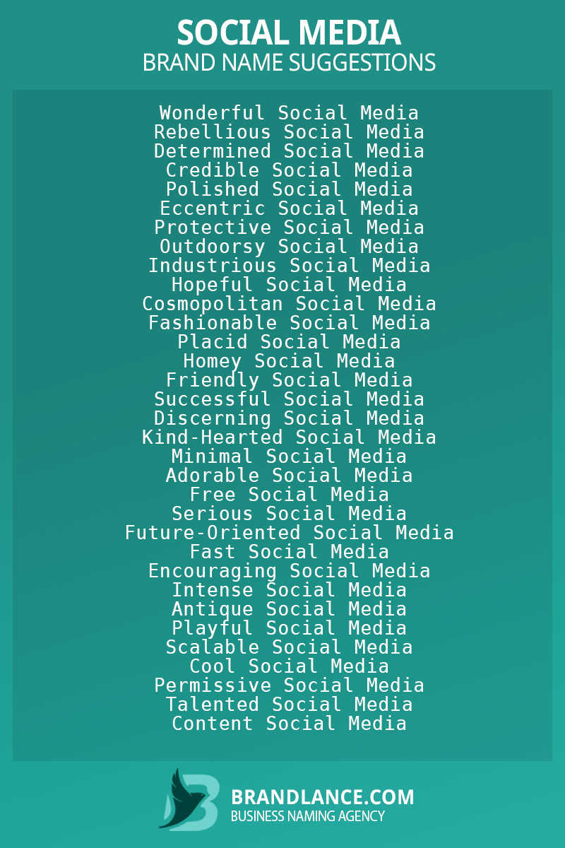 List of brand name ideas for newSocial mediacompanies