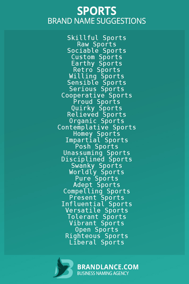 List of brand name ideas for newSportscompanies