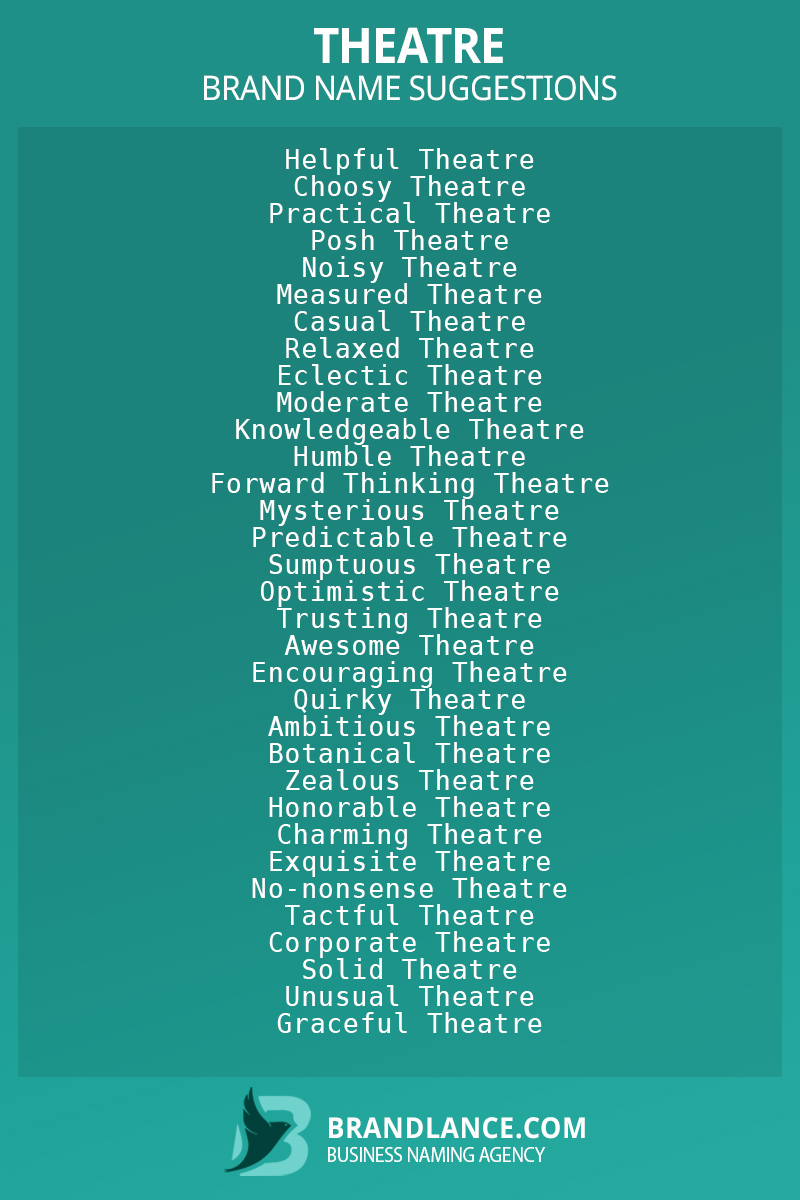 List of brand name ideas for newTheatrecompanies