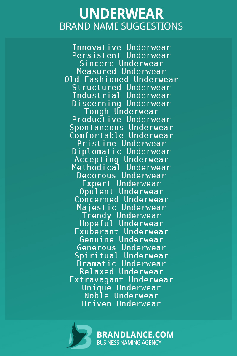 List of brand name ideas for newUnderwearcompanies