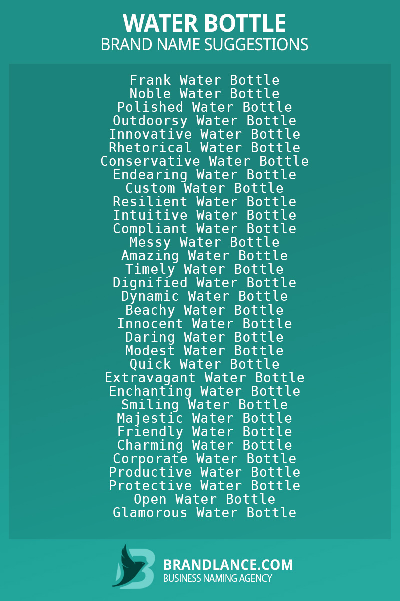 List of brand name ideas for newWater bottlecompanies