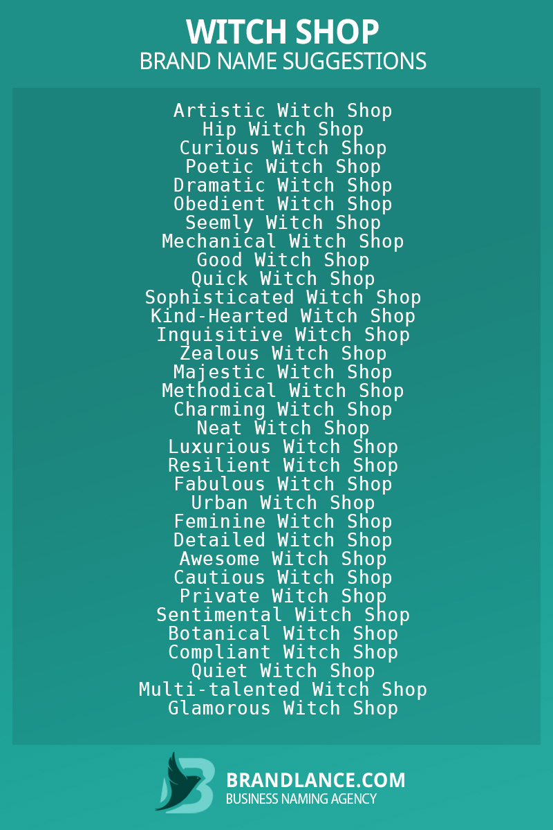 List of brand name ideas for newWitch shopcompanies