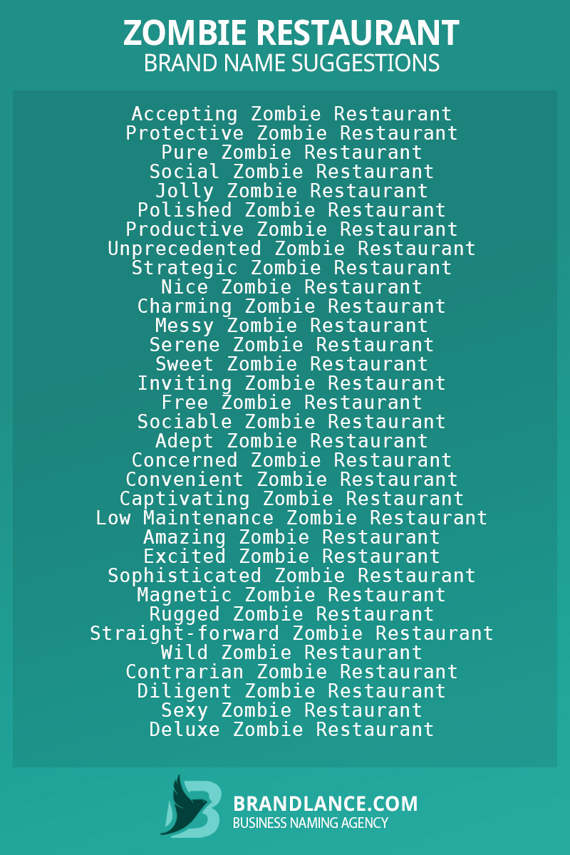 List of brand name ideas for newZombie restaurantcompanies