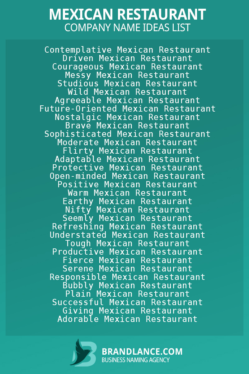 Mexican restaurant business naming suggestions from Brandlance naming experts