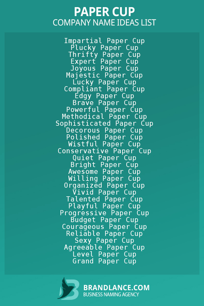 Paper cup business naming suggestions from Brandlance naming experts