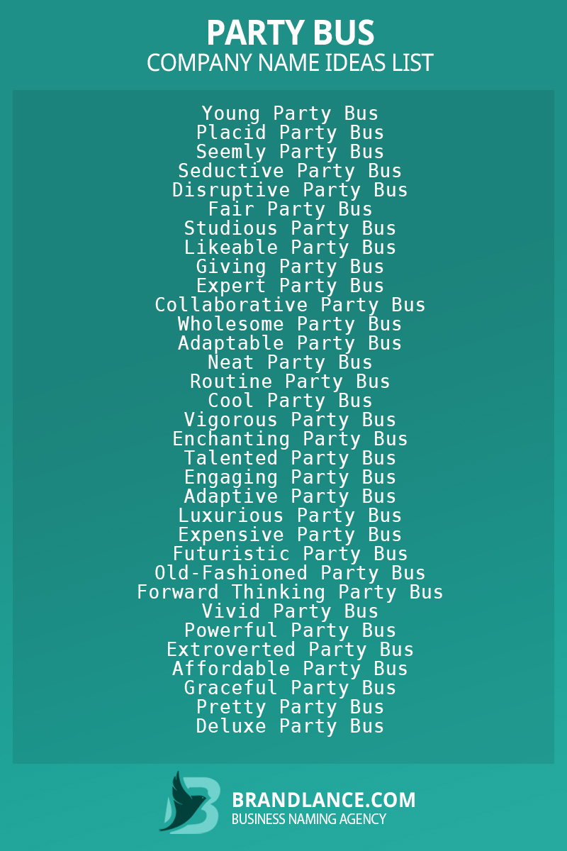Party bus business naming suggestions from Brandlance naming experts