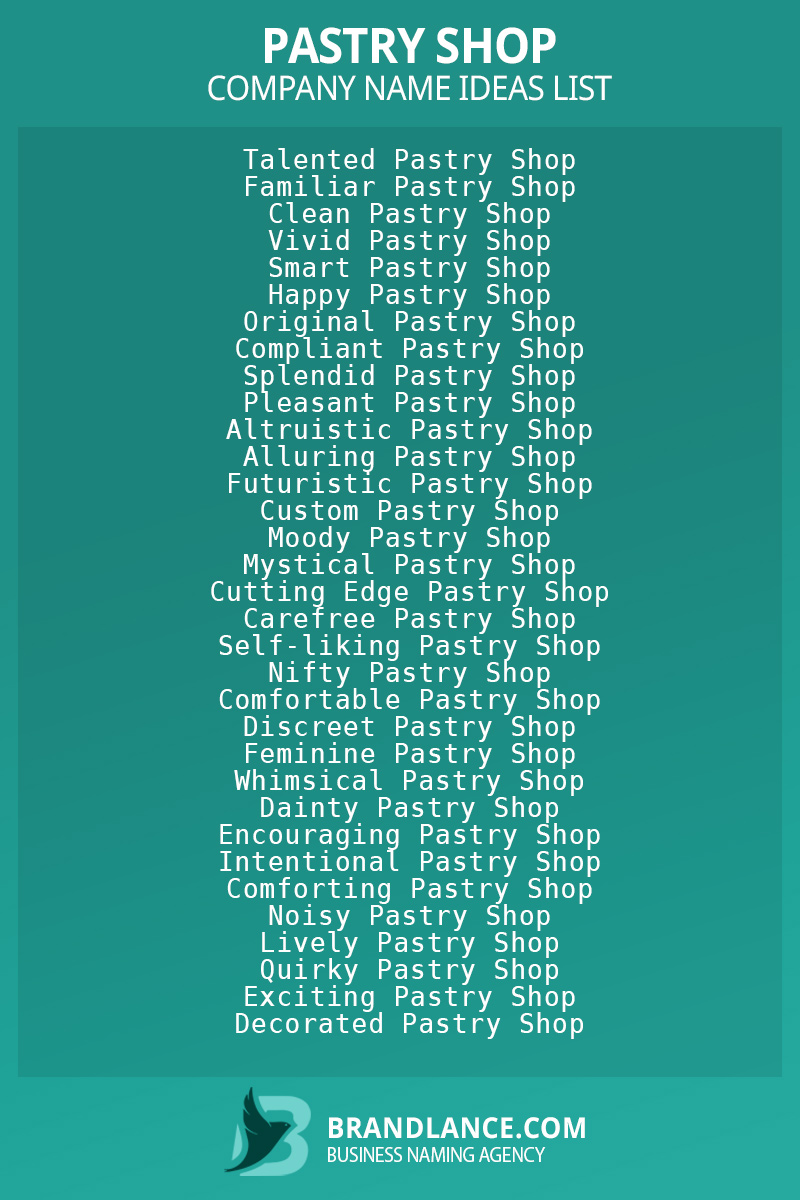 Pastry shop business naming suggestions from Brandlance naming experts