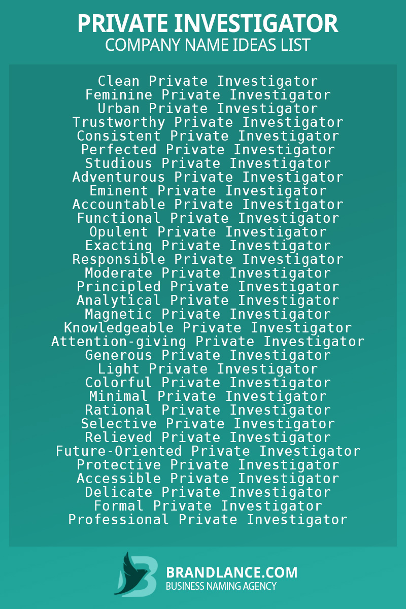 Private investigator business naming suggestions from Brandlance naming experts