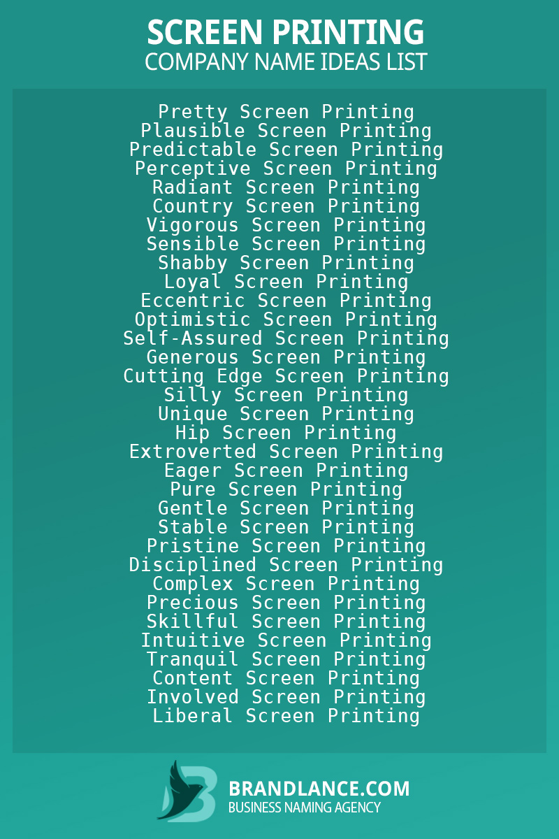 Screen printing business naming suggestions from Brandlance naming experts