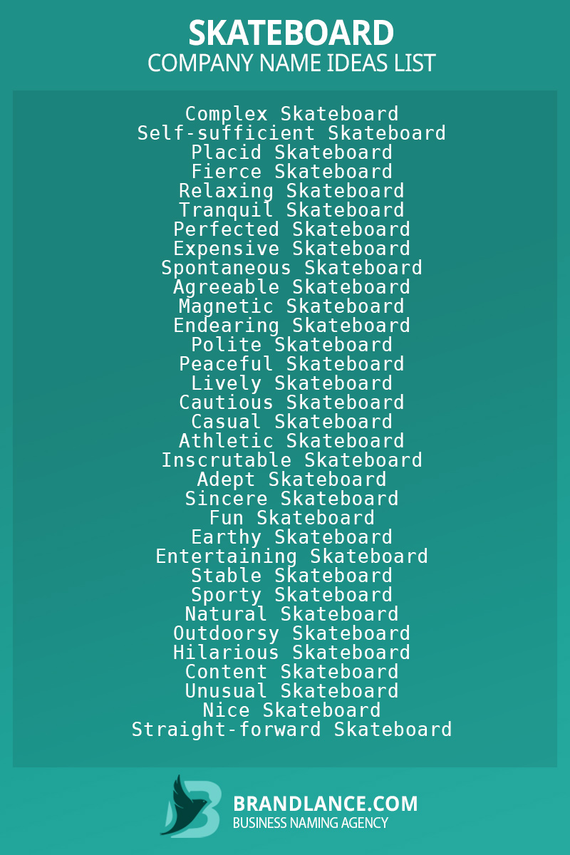 Skateboard business naming suggestions from Brandlance naming experts