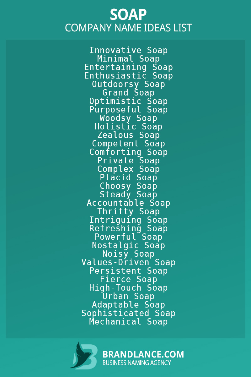 Soap business naming suggestions from Brandlance naming experts