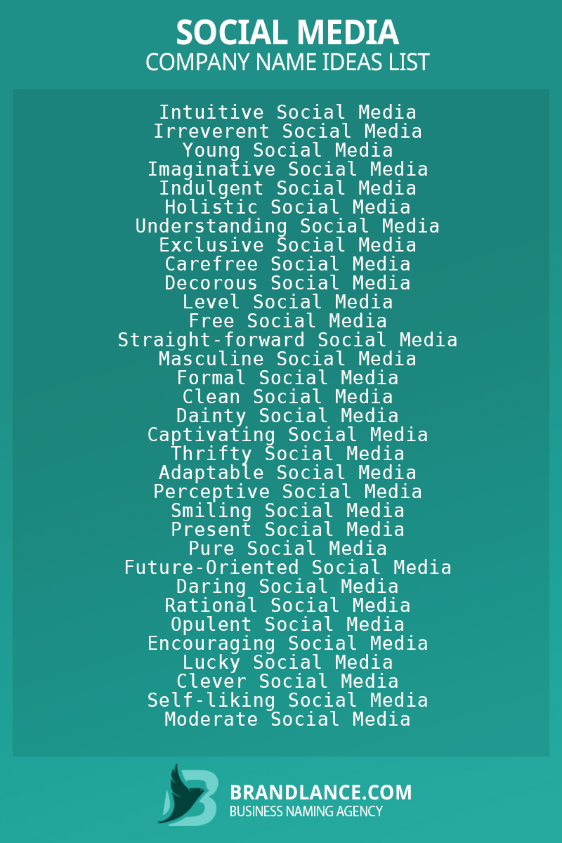 863+ Social Media Business Name Ideas List Generator