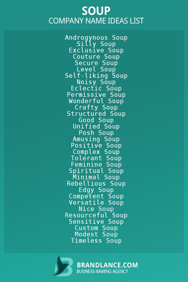 Soup business naming suggestions from Brandlance naming experts