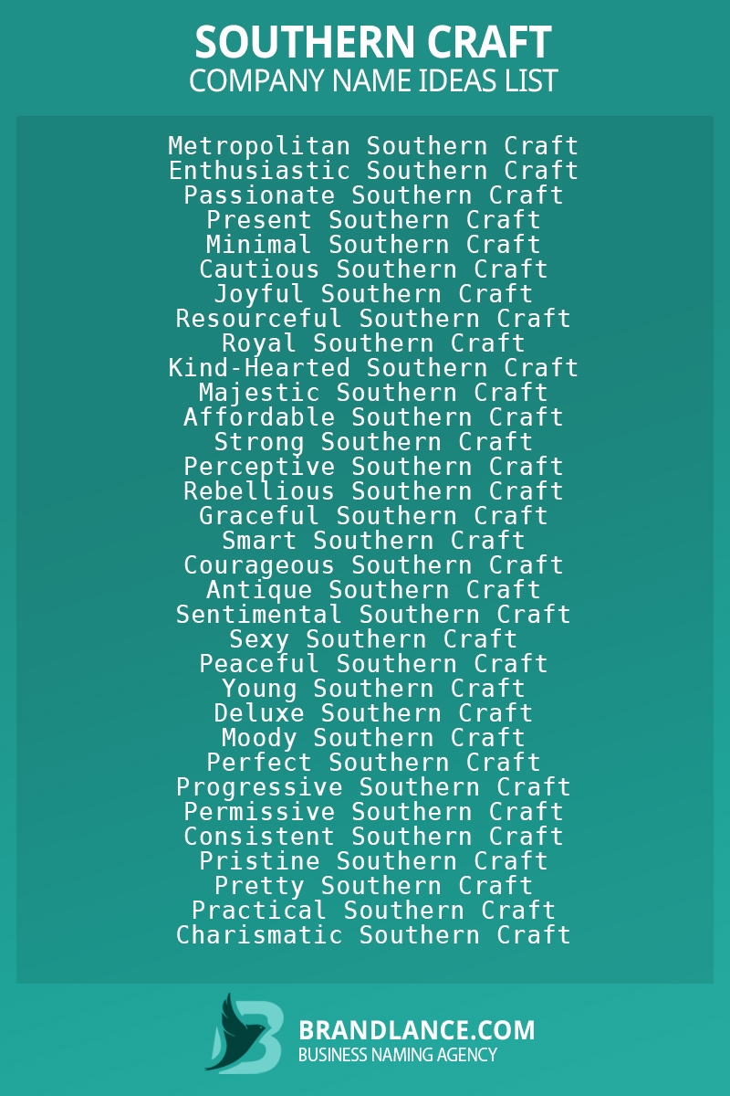 Southern craft business naming suggestions from Brandlance naming experts