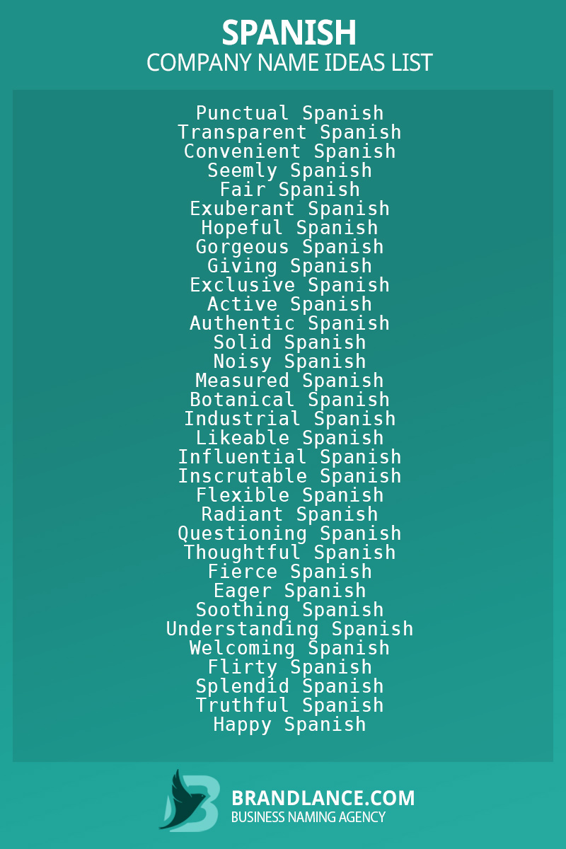 358 Spanish Names Ideas List Generator - Brandlance