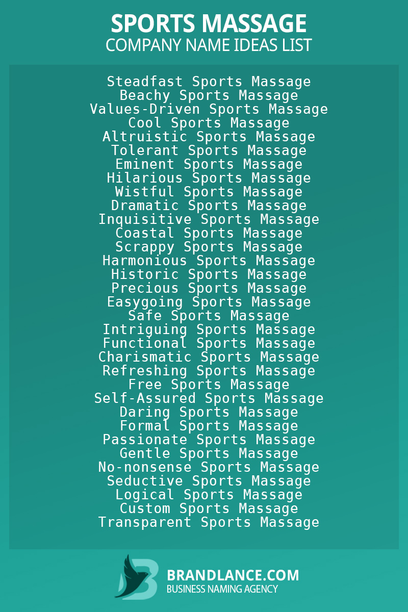 Sports massage business naming suggestions from Brandlance naming experts