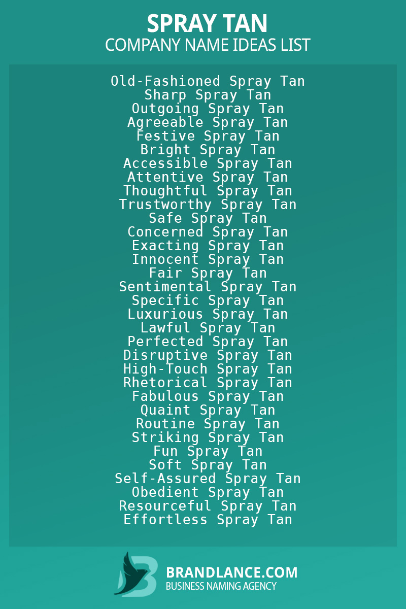 Spray tan business naming suggestions from Brandlance naming experts