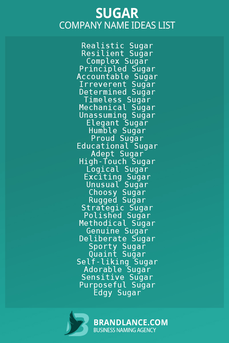 Sugar business naming suggestions from Brandlance naming experts