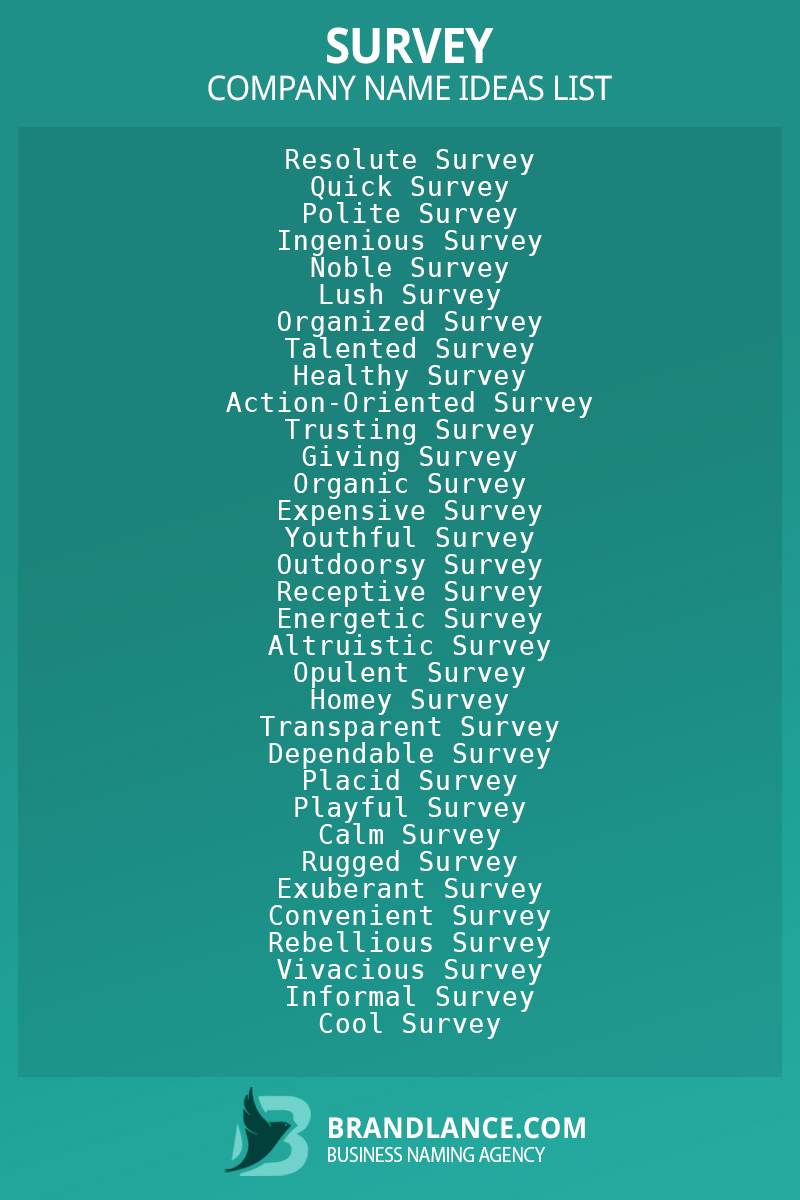 Survey business naming suggestions from Brandlance naming experts