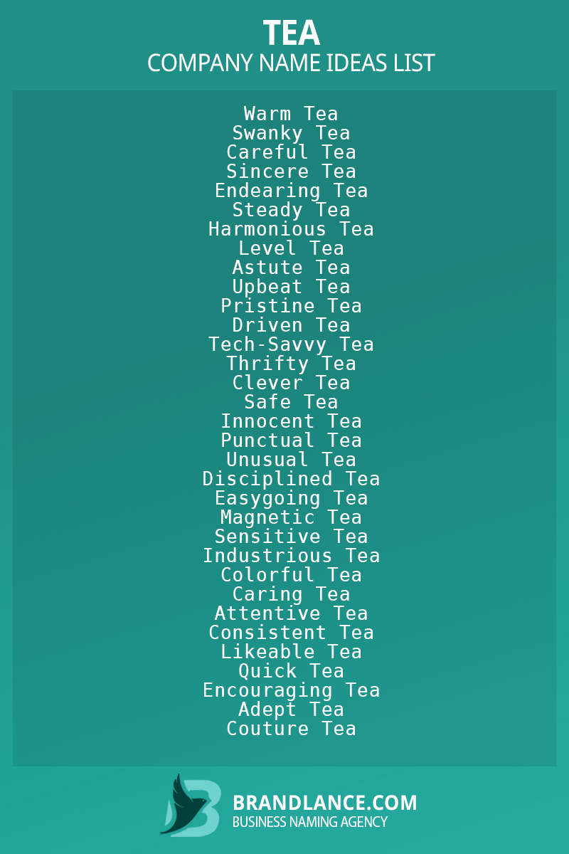 Tea business naming suggestions from Brandlance naming experts