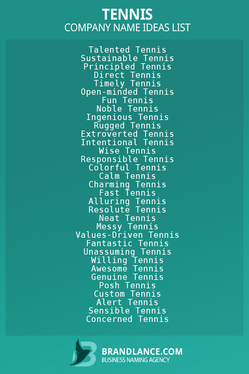 Tennis business naming suggestions from Brandlance naming experts
