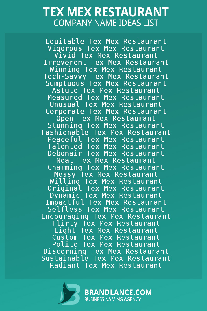 Tex mex restaurant business naming suggestions from Brandlance naming experts