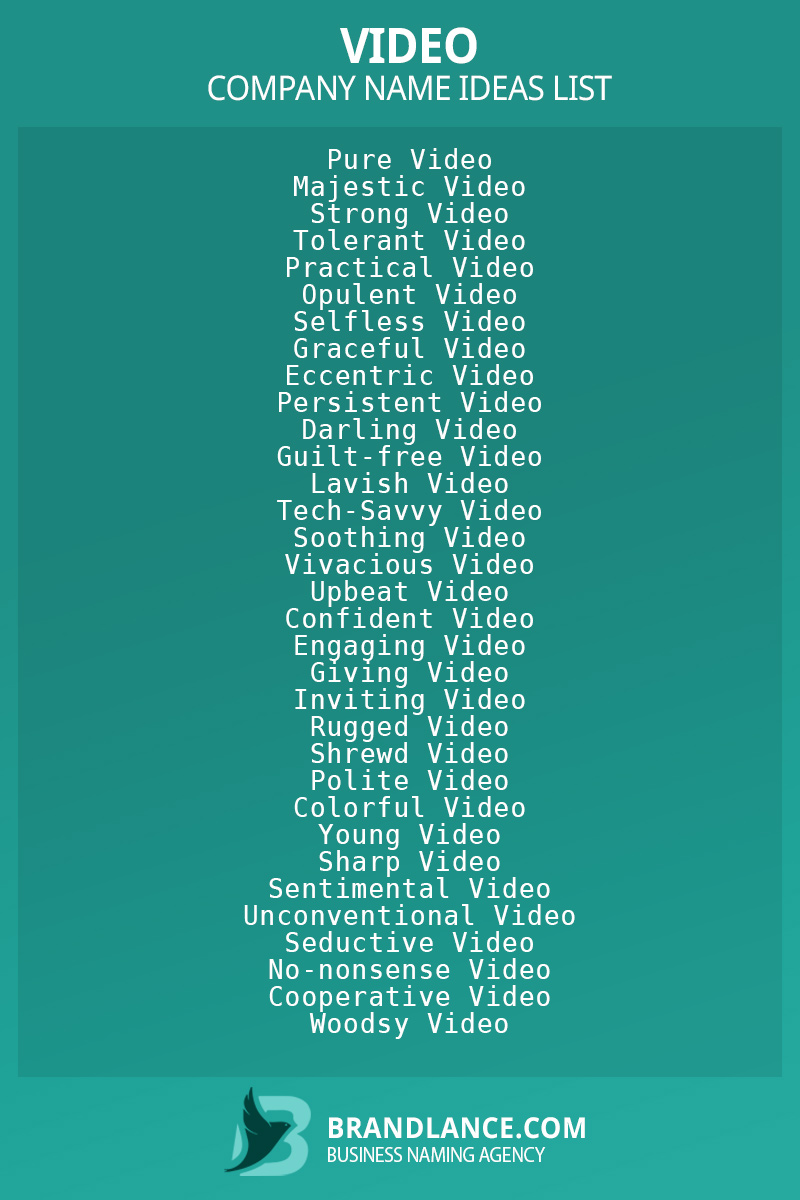Video business naming suggestions from Brandlance naming experts