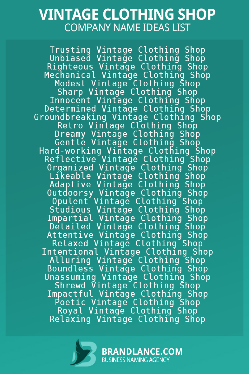 Vintage clothing shop business naming suggestions from Brandlance naming experts
