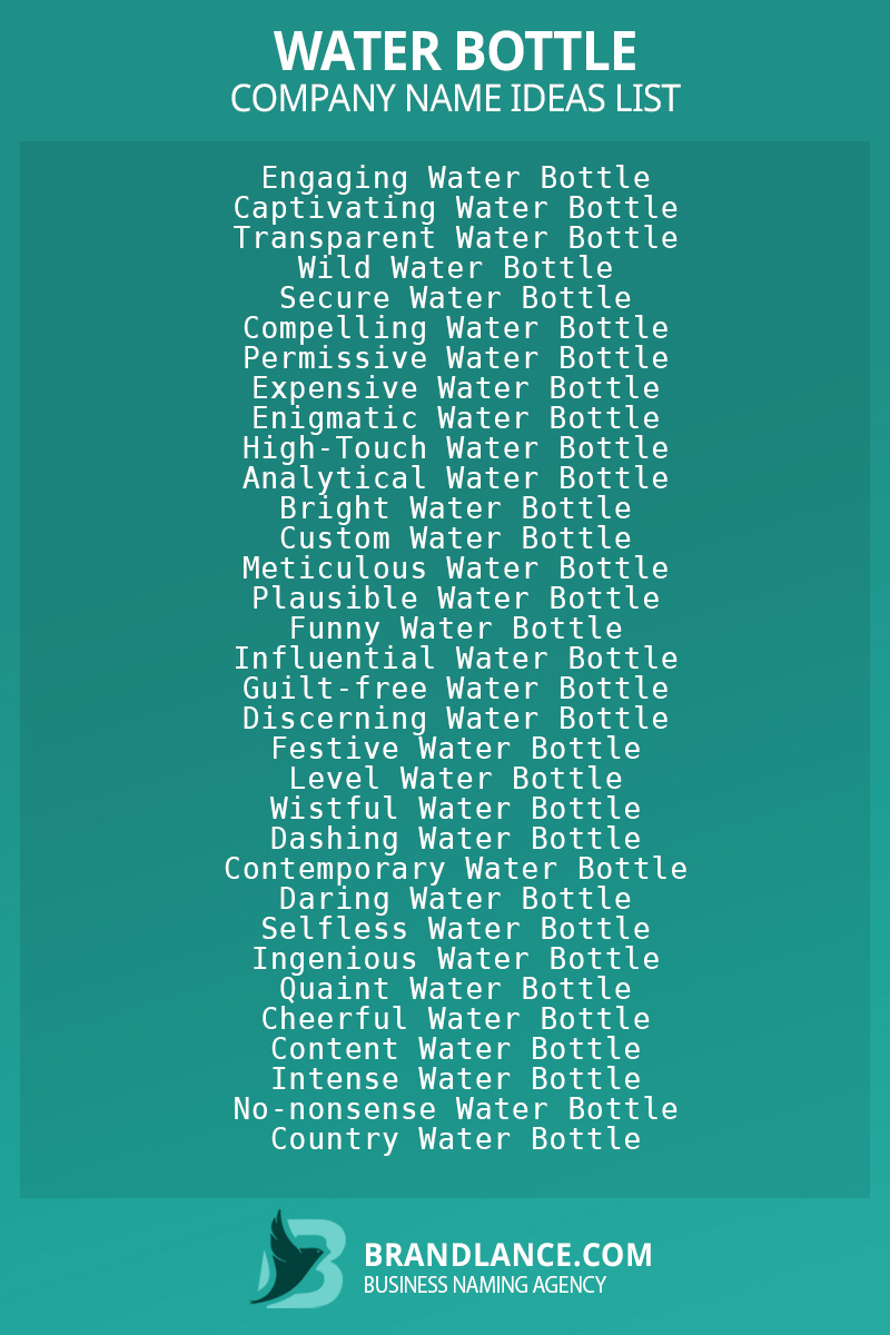 Water bottle business naming suggestions from Brandlance naming experts