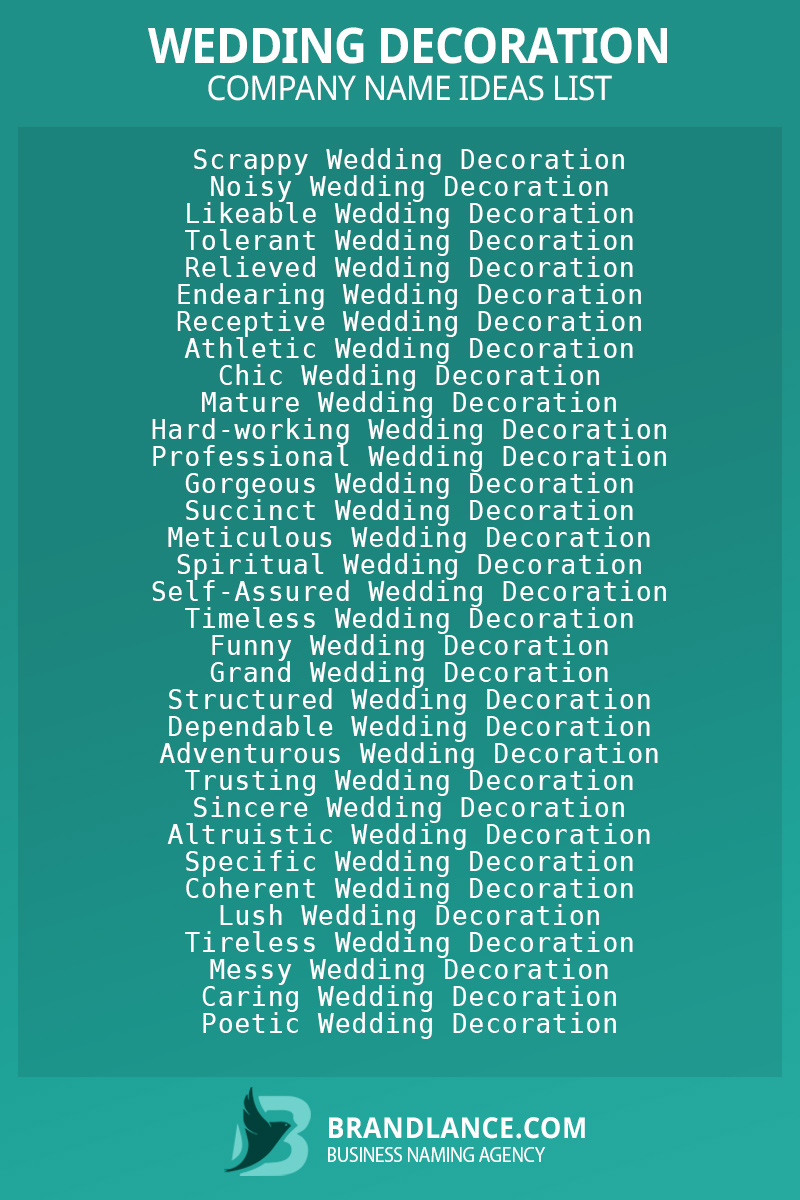 1694 Wedding Decoration Company Name Ideas List (2024)